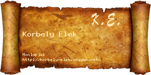 Korbely Elek névjegykártya